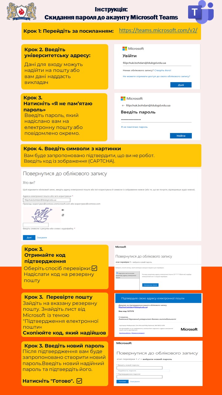 Інструкція для скидання пароля